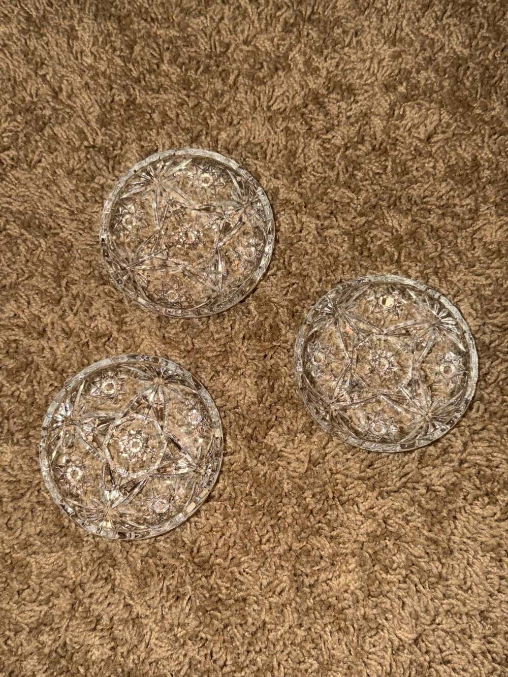 Anchor Hocking Star of David Pressed Glass Coasters, Set of 3